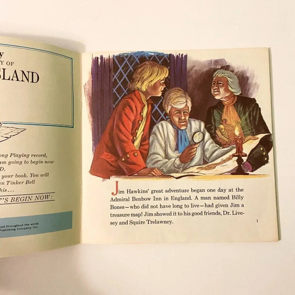 Vintage 1971 Disney Treasure Island  7 Inch Record and Book - Picture 5 of 14